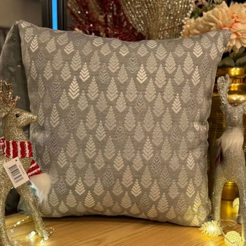 Funda para Cojín Decorativo Navideño de Lujo Hojas Plata 45x45cm