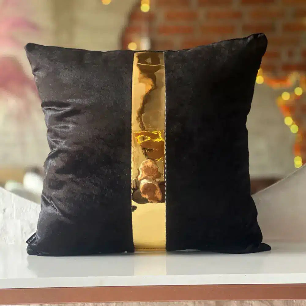 Fundas Para Cojines Negro Espejo Dorado  45x45cm