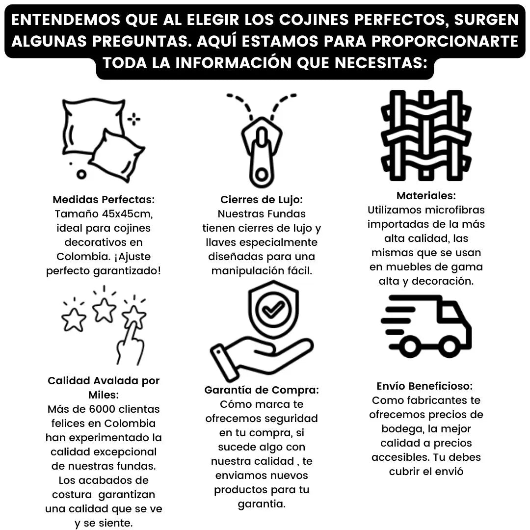Fundas Para Cojines Estampado Geometrico Negro 45x45cm