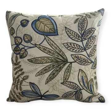 Fundas Para Cojines Jacquard Hojas Doradas Azul 45x45cm