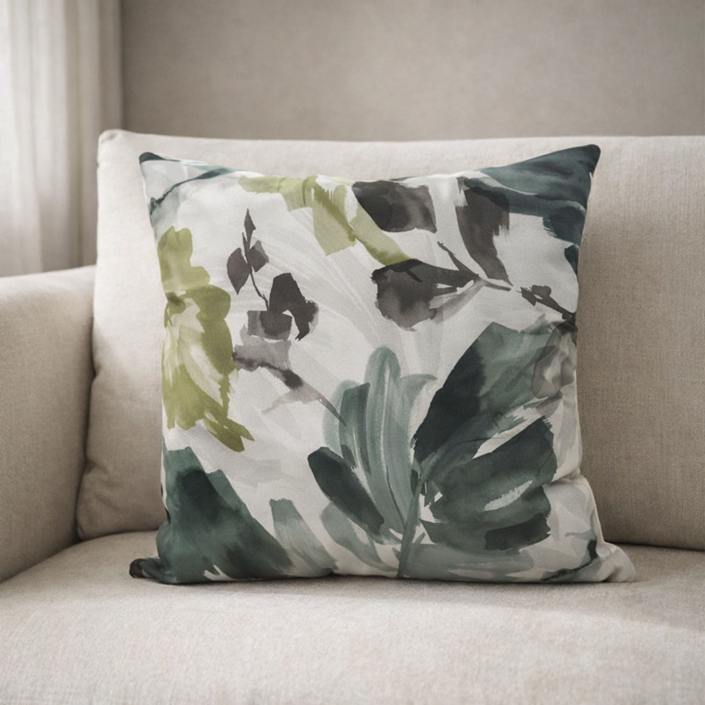 Fundas Para Cojines Jacquard Hojas Verdes 45x45cm