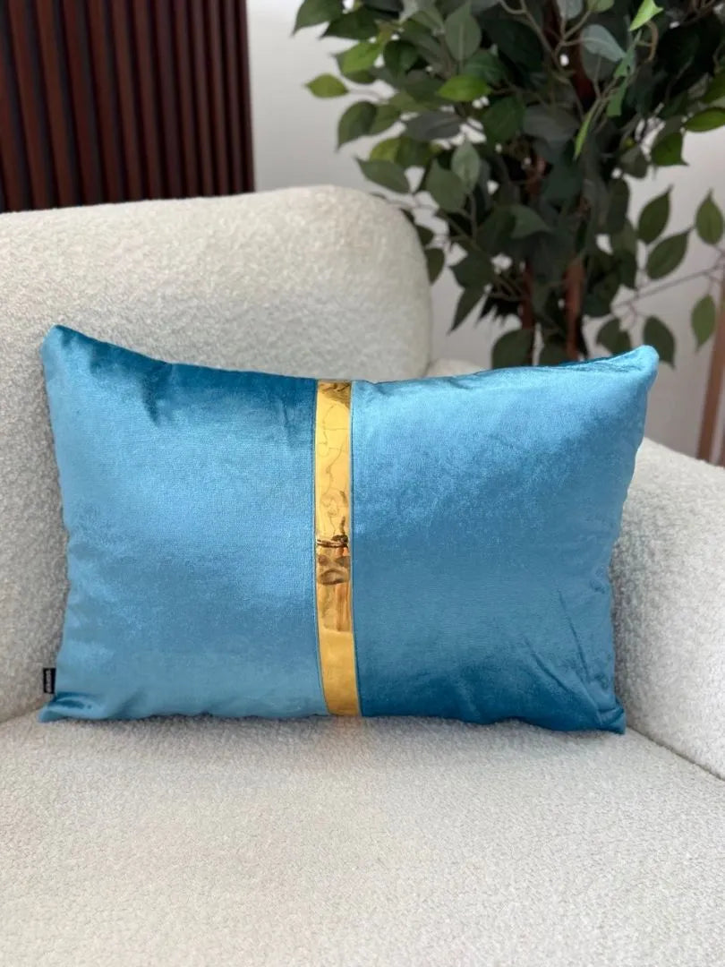 Fundas Para Cojines Rectangular Aguamarina Espejo Dorado 30x50cm