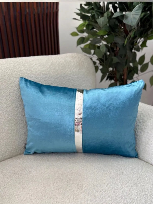 Fundas Para Cojines Rectangular Aguamarina Espejo Plata 30x50cm
