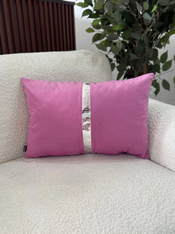 Fundas Para Cojines Rectangular Fucsia Espejo Plata 30x50cm