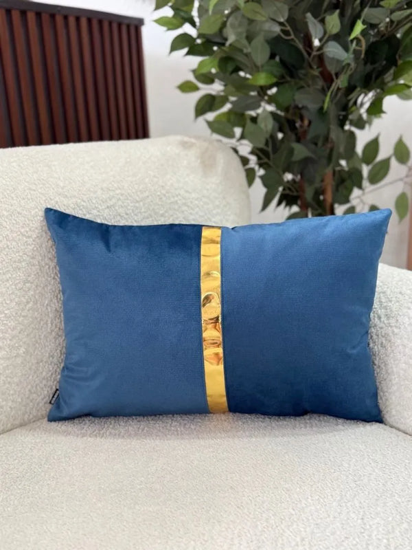 Fundas Para Cojines Rectangular Azul Espejo Dorado 30x50cm
