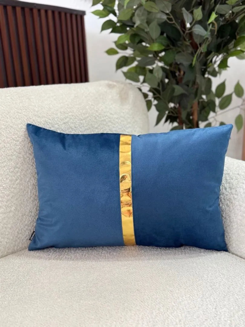 Fundas Para Cojines Rectangular Azul Espejo Dorado 30x50cm