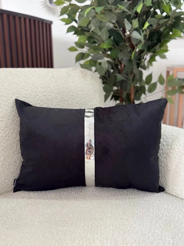 Fundas Para Cojines Rectangular Negro Espejo Plata 30x50cm