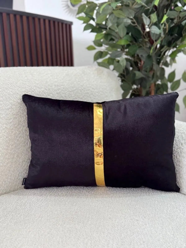 Fundas Para Cojines Rectangular Negro Espejo Dorado 30x50cm