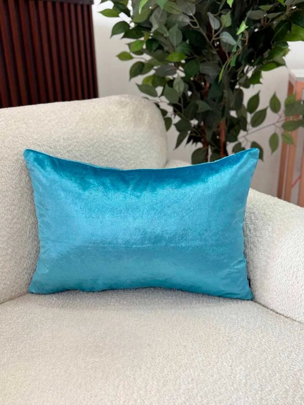Funda Para Cojin Rectangular Velvet Satin Aguamarina 30x50cm
