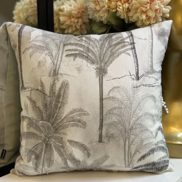 Fundas Para Cojines Estampado Jacquard Palmas Gris 45x45cm