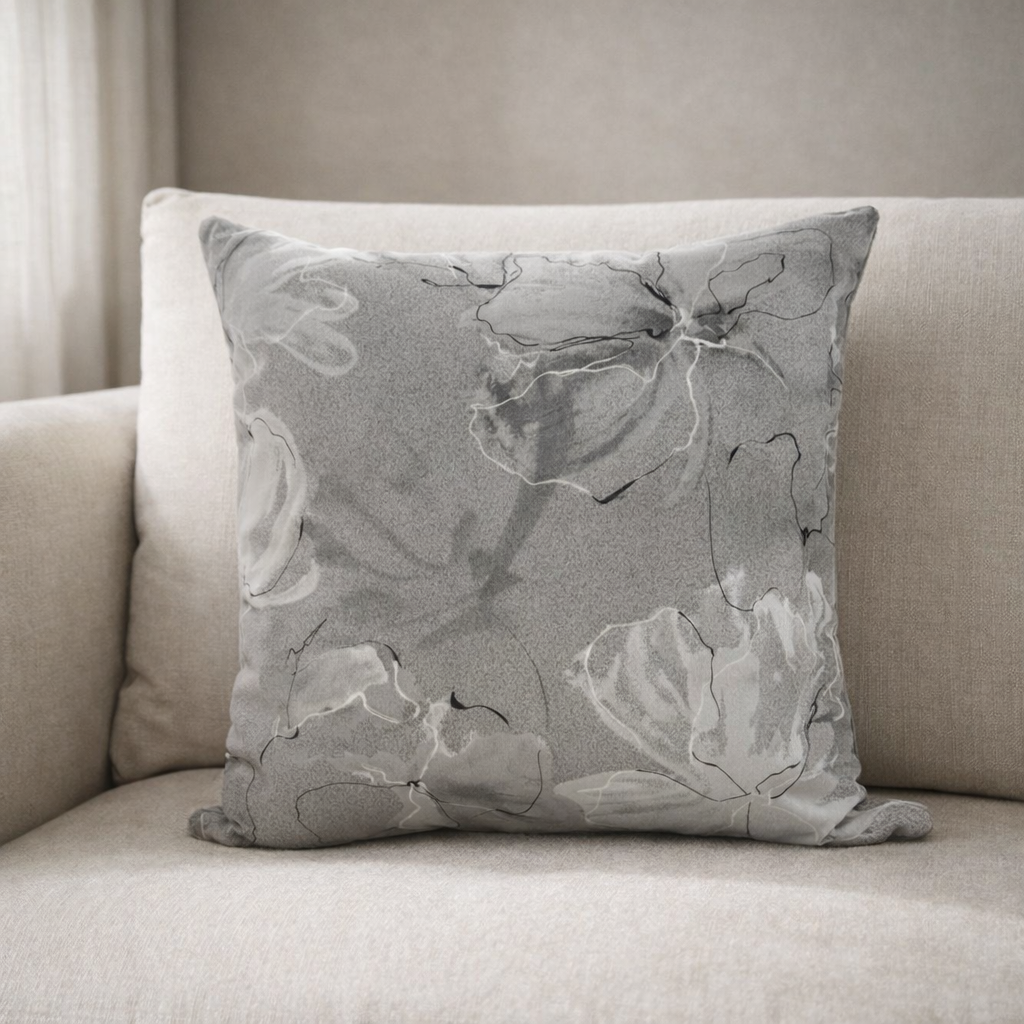 Fundas Para Cojines Jacquard Hojas Grises 45x45cm