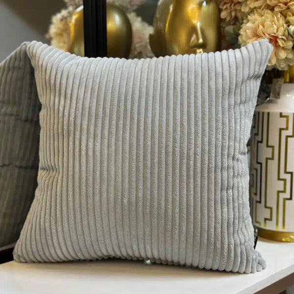 Fundas Para Cojines de Lujo Peluche Canales Gris 45x45cm