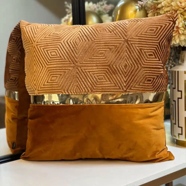 Fundas Para Cojines de Lujo Hexagonos Terracota Espejo 50x50cm