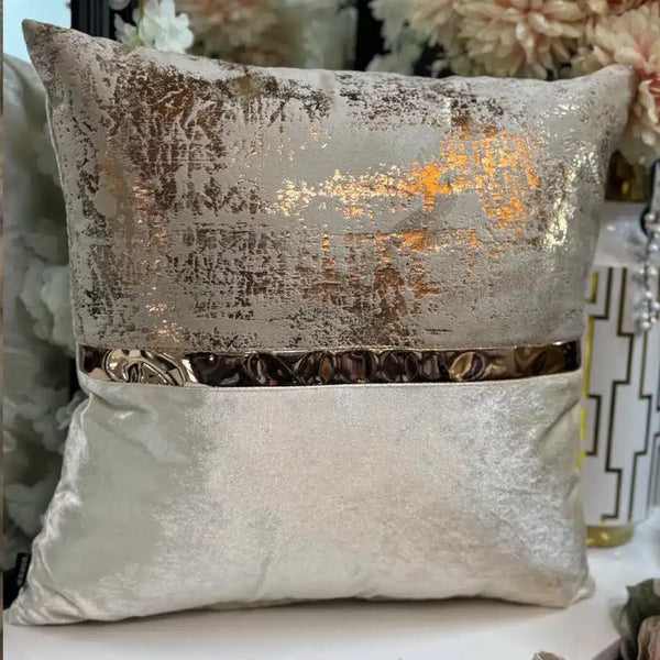 Fundas Para Cojines de Lujo Tonos Tierra y Dorado Espejo 50x50