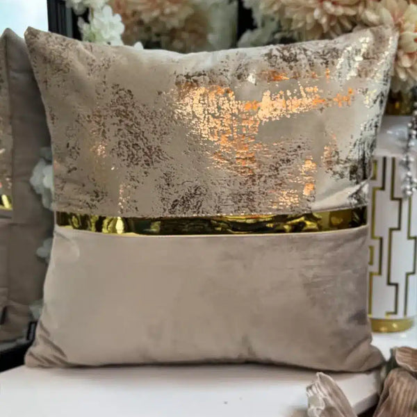 Fundas Para Cojines de Lujo Tonos Tierra y Dorado Espejo Beige 50x50