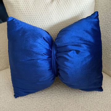 Cojin Velvet Satin Moño Azul
