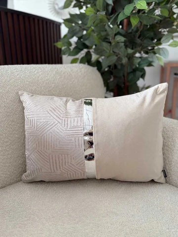 Fundas Para Cojines Rectangular Jacquard Laser Dorado Espejo Plata 30x50cm