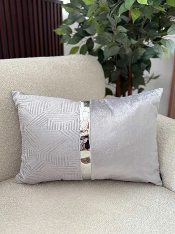 Fundas Para Cojines Rectangular Jacquard Laser Plata Espejo Plata 30x50cm