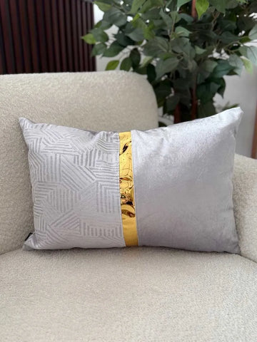 Fundas Para Cojines Rectangular Jacquard Laser Plata Espejo Dorado 30x50cm