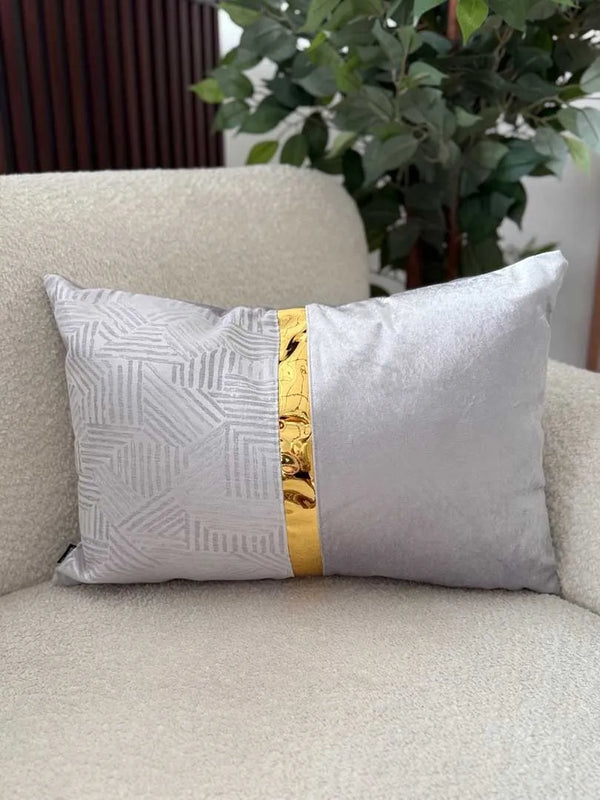 Fundas Para Cojines Rectangular Jacquard Laser Plata Espejo Dorado 30x50cm