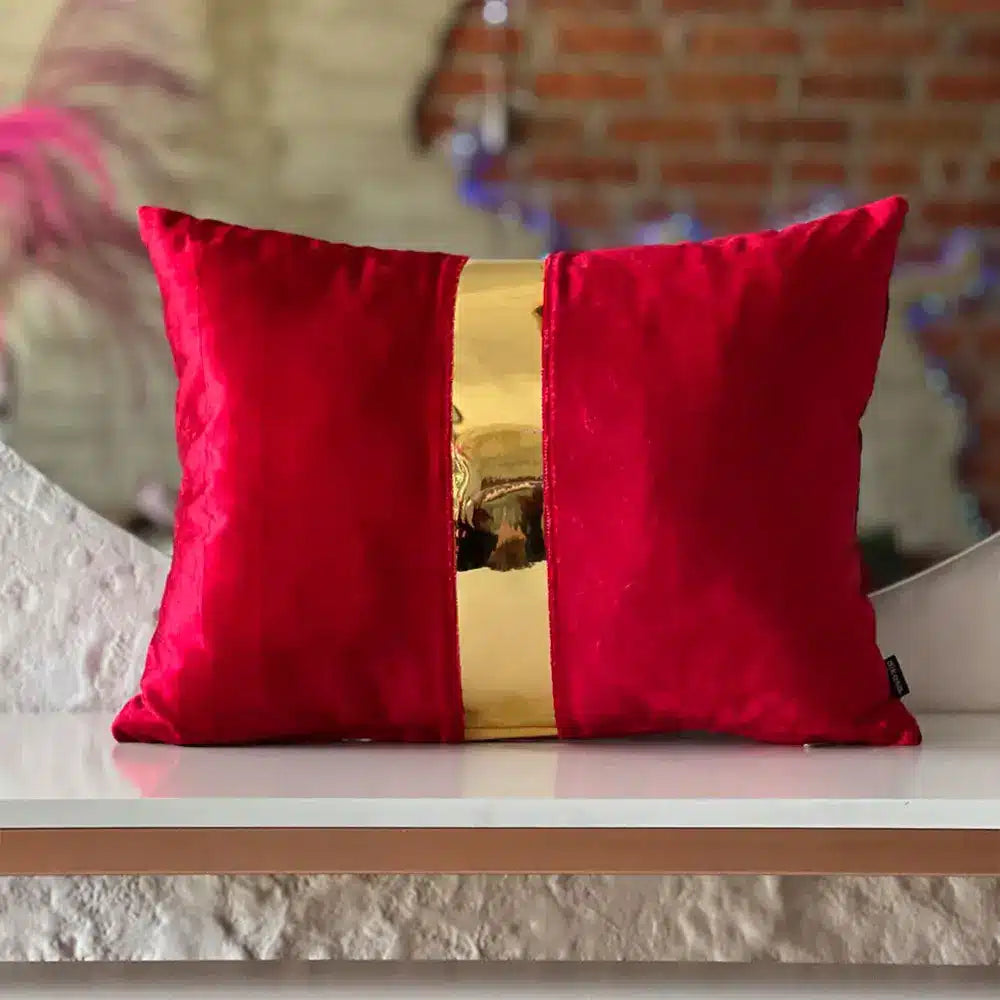 Fundas Para Cojines Rojo Espejo Dorado Rectangular 40x50cm