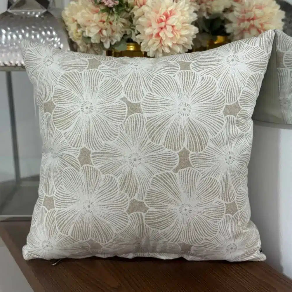 Fundas Para Cojines Estampado Jacquard Floral Dorado 45x45cm