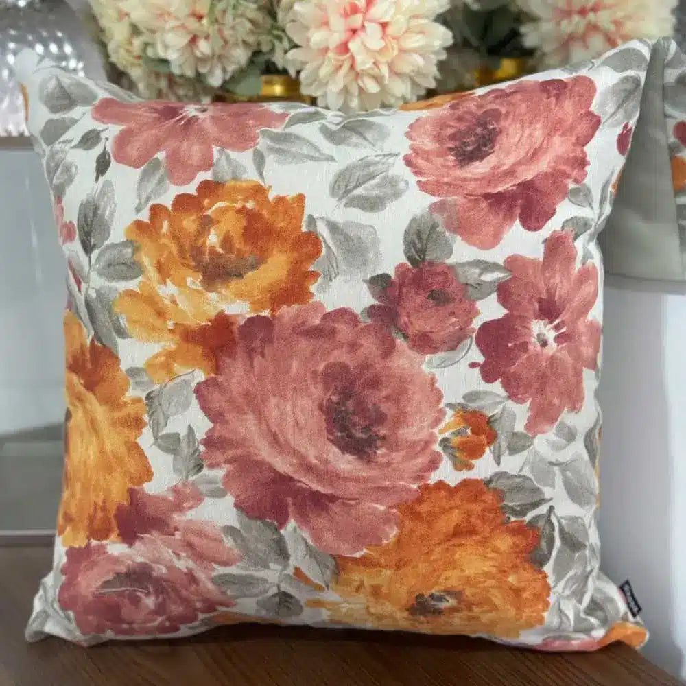 Fundas Para Cojines Estampado Floral Naranja 45x45cm